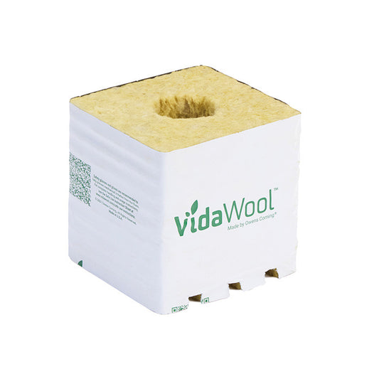 VidaWool Rockwool Block with Hole, 4 Inch x 4 Inch x 4 Inch