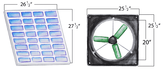 SNAP-Fan Solar/Battery DC - Brushless 20" Fan Solar Kit