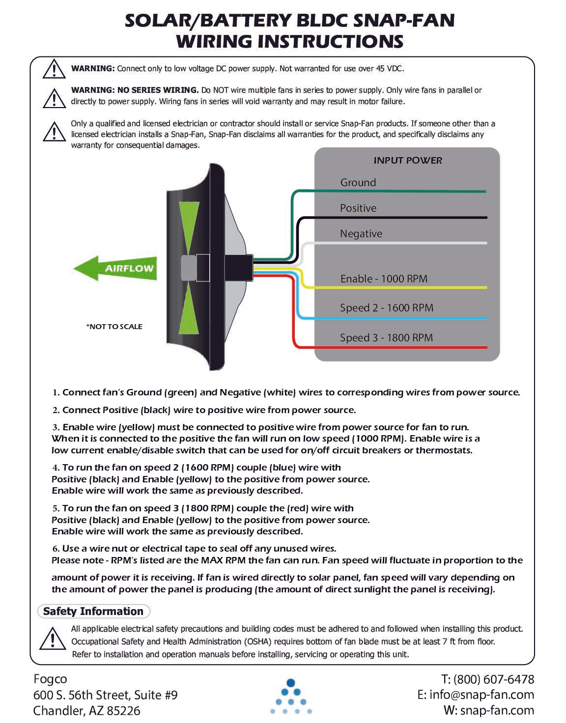 SNAP-Fan Solar/Battery DC - Brushless 16" Fan - HP