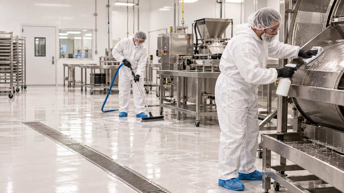 Growhaus biosecurity team sanitizing a professional cannabis facility