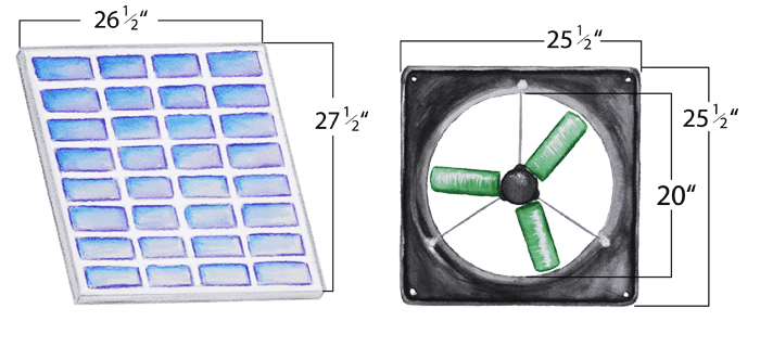 SNAP-Fan Solar/Battery DC -  Brushless 20" Fan Solar Kit