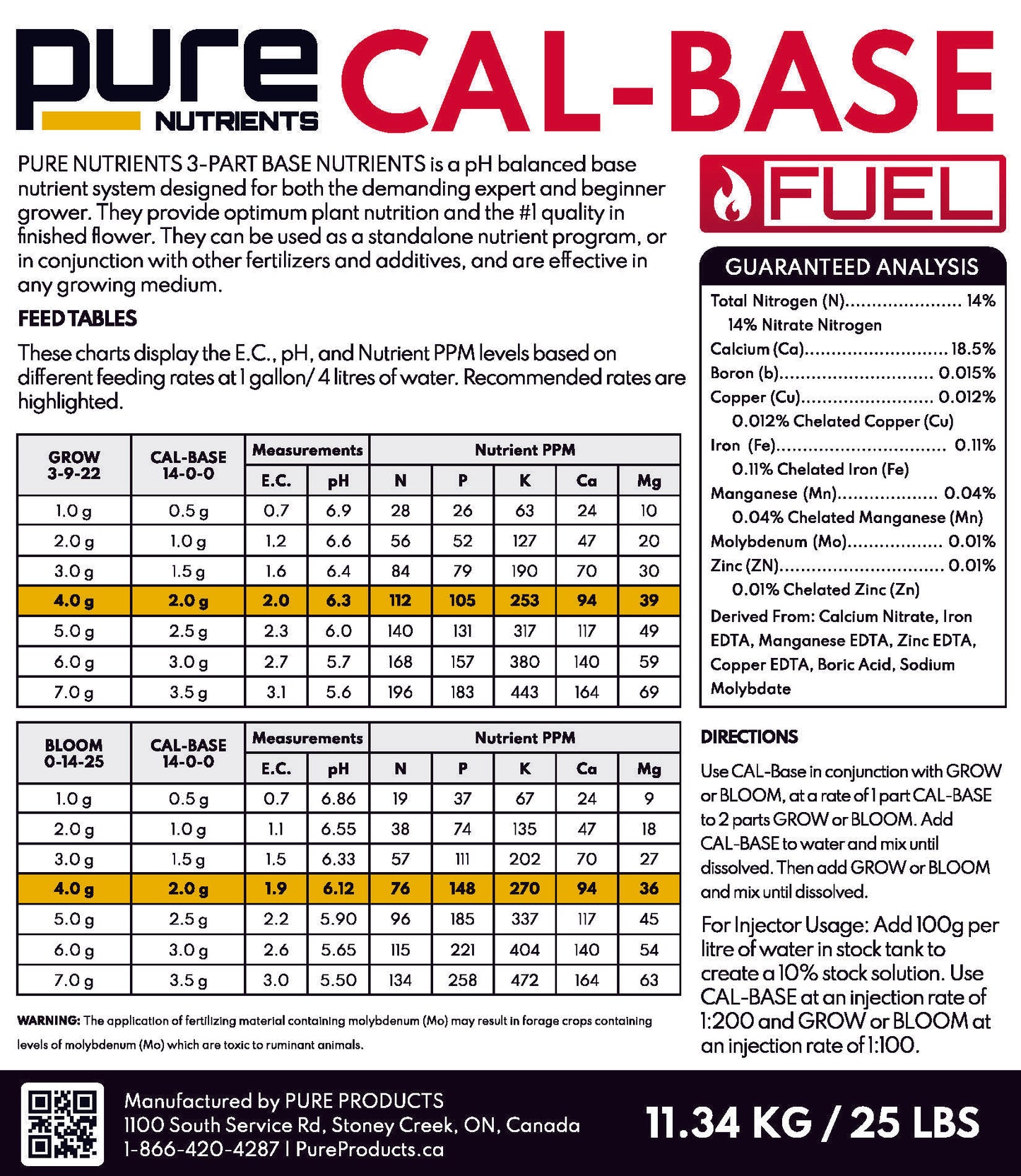 PURE FUEL Pro Line - CAL BASE Formula 25LB